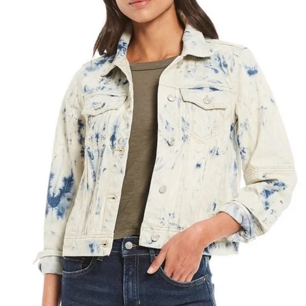 Free People Blue and Cream Jean Jacket